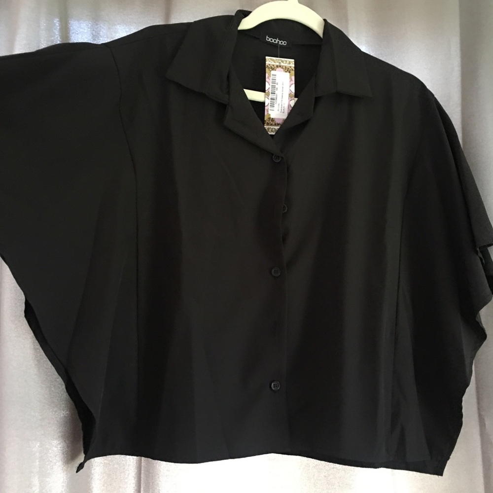 BOOHOO OVERSIZED SLEEVE WOVEN SHIRT